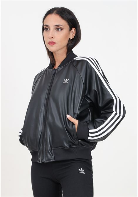 Giubbotto in pelle SST Pleather Loose nero da donna ADIDAS ORIGINALS | IY7243.